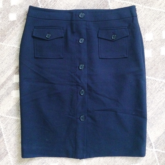 Ann Taylor Dresses & Skirts - Ann Taylor Navy Button Front Pencil Skirt